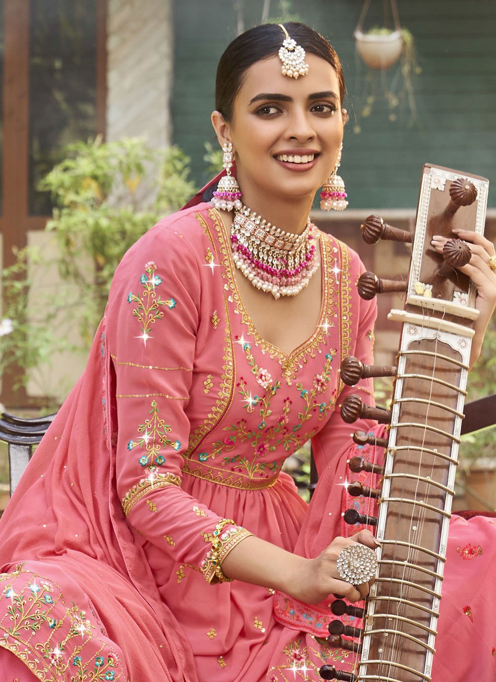 Lehenga Choli Georgette Pink Digital Print Lehenga Choli