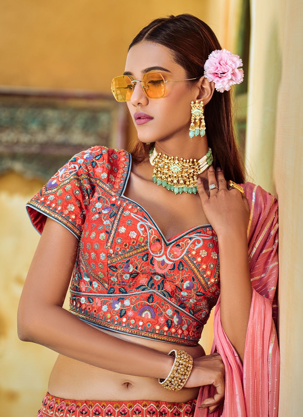 Lehenga Choli Viscose Pink Digital Print Lehenga Choli