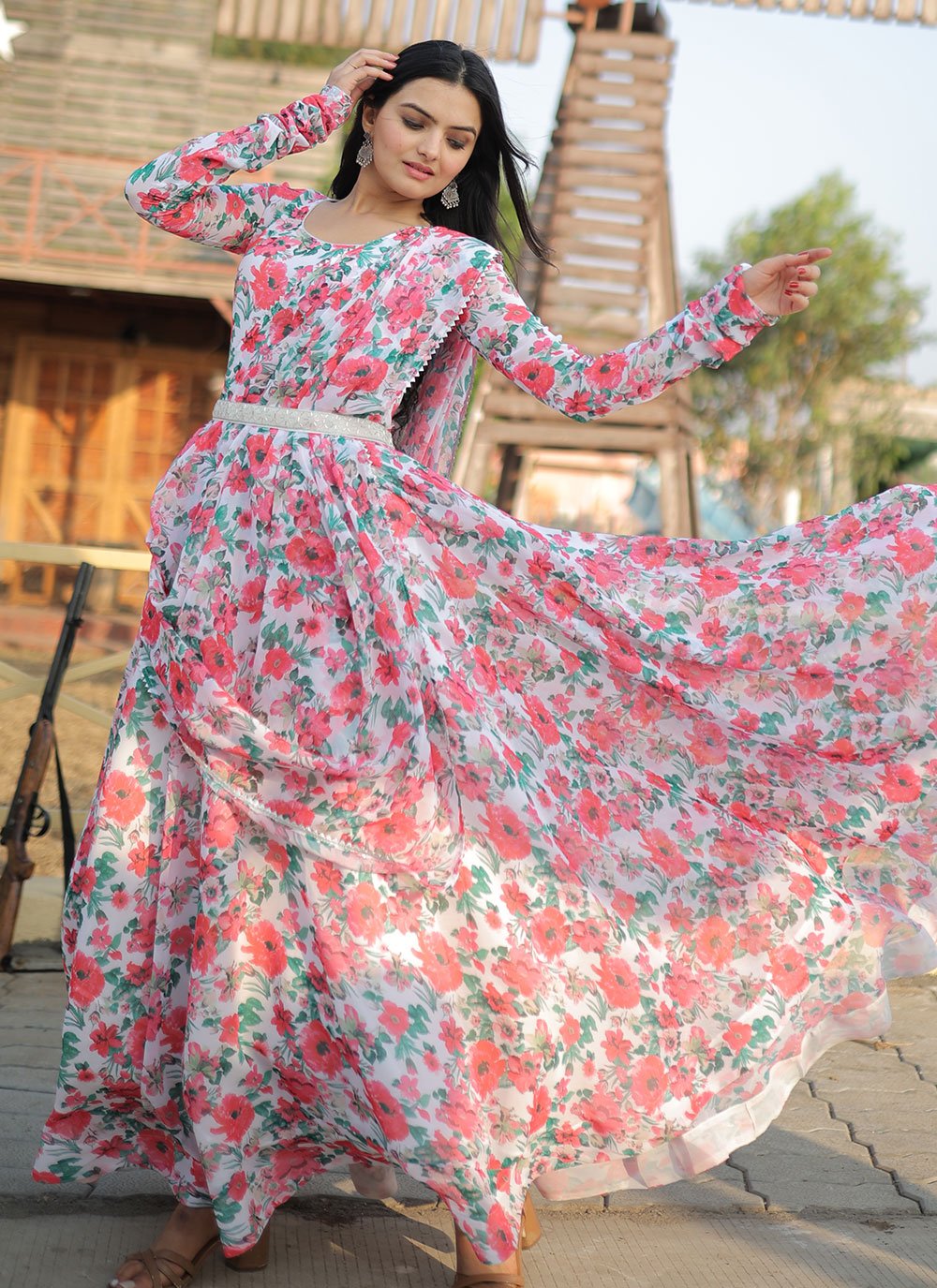 Gown Georgette Multi Colour Digital Print Gown