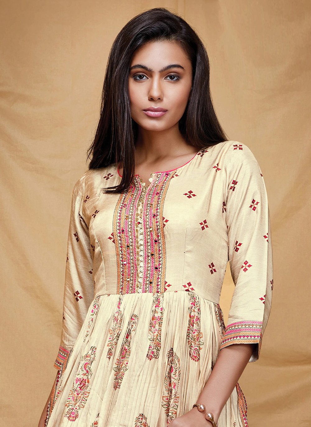 Gown Silk Off White Digital Print Gown