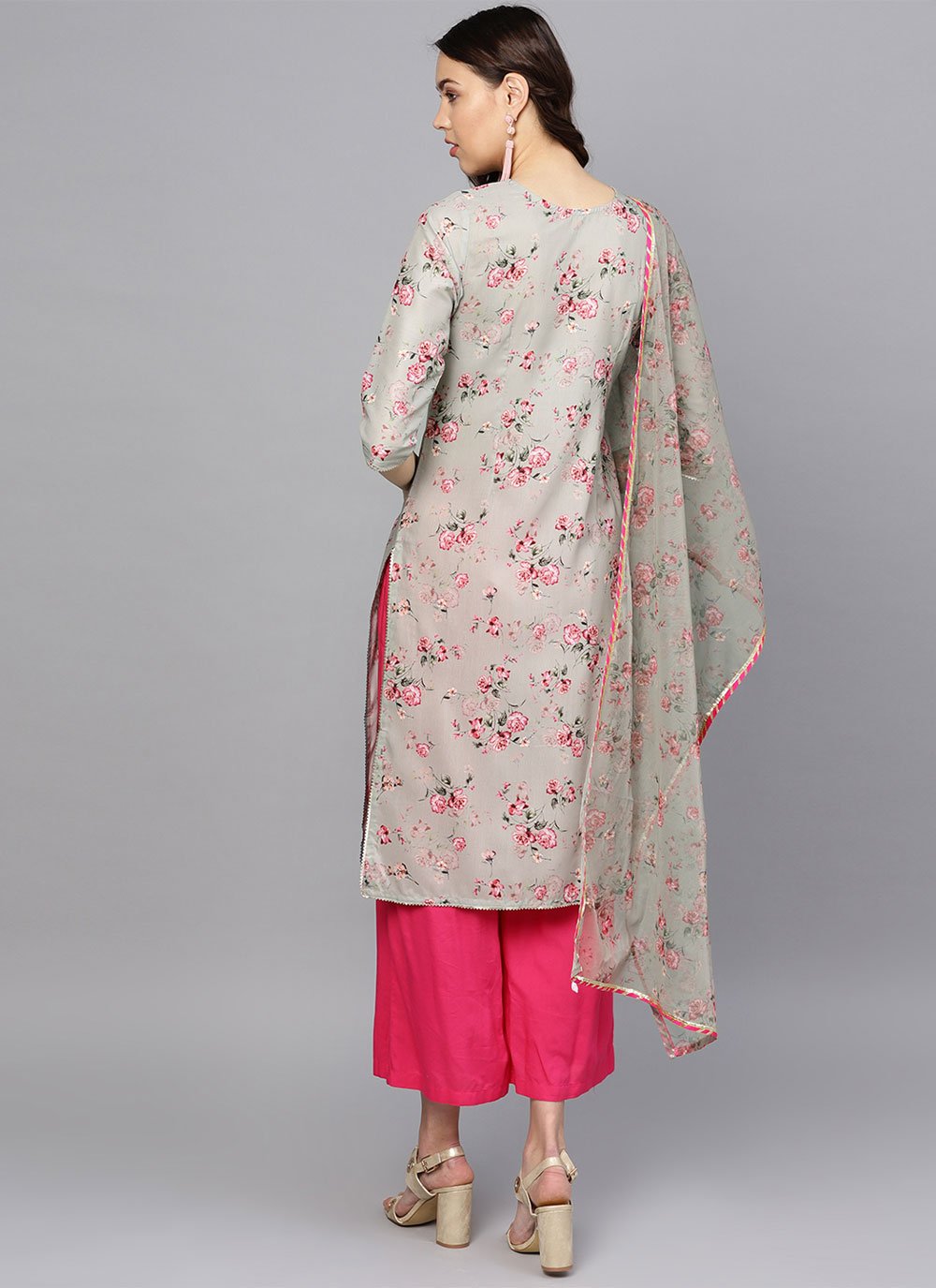 Designer Kurti Poly Silk Hot Pink Digital Print Kurtis