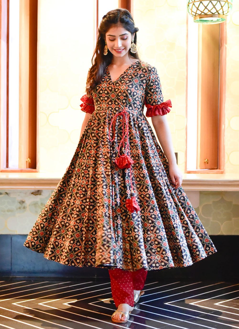 Gown Cotton Silk Multi Colour Digital Print Gown – Kajols Indian