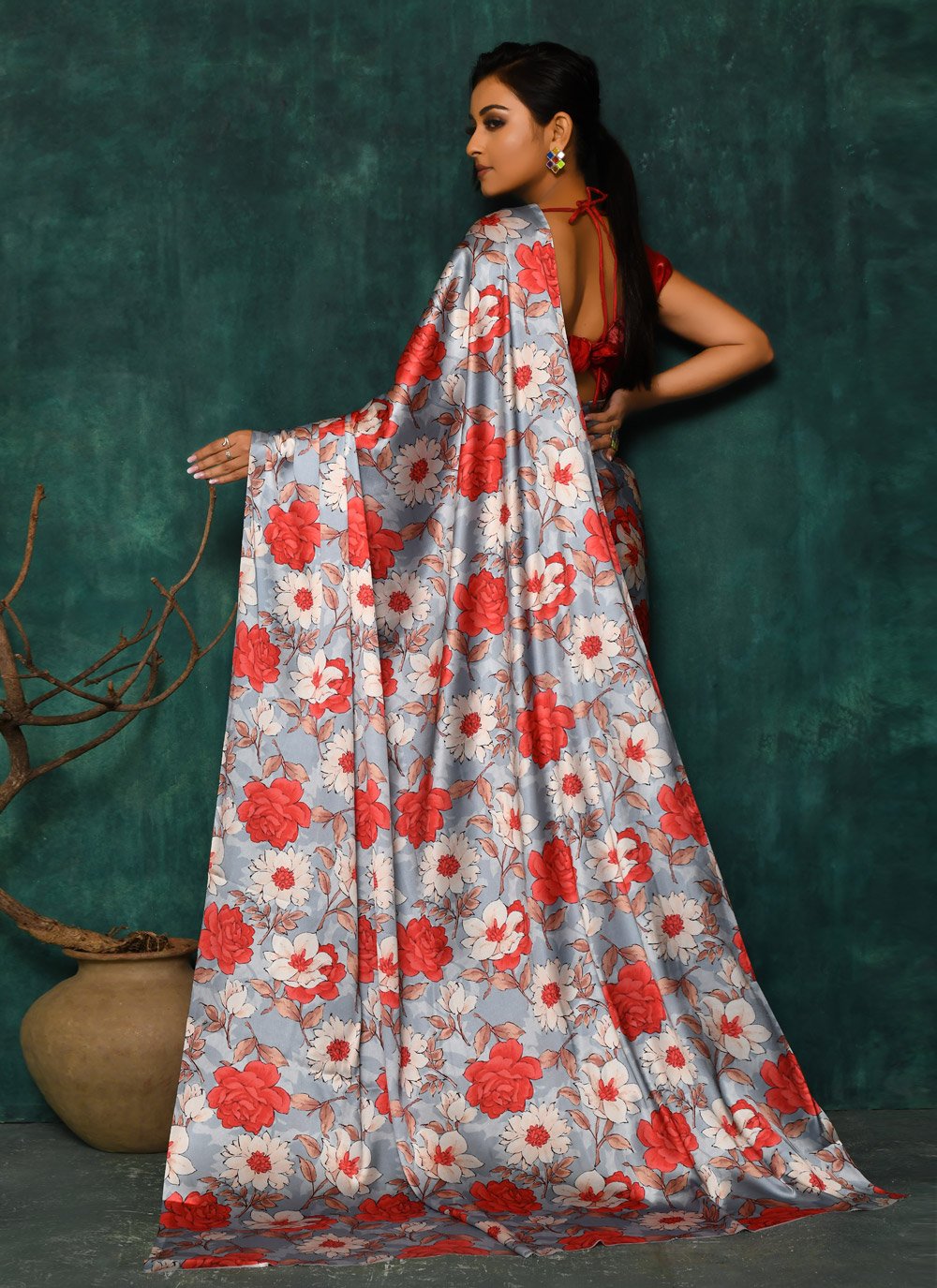 Designer Satin Multi Colour Digital Print Saree