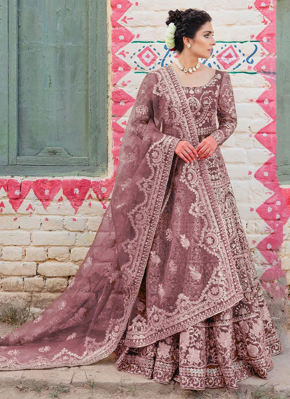 Designer Gown Net Mauve Dimond Gown