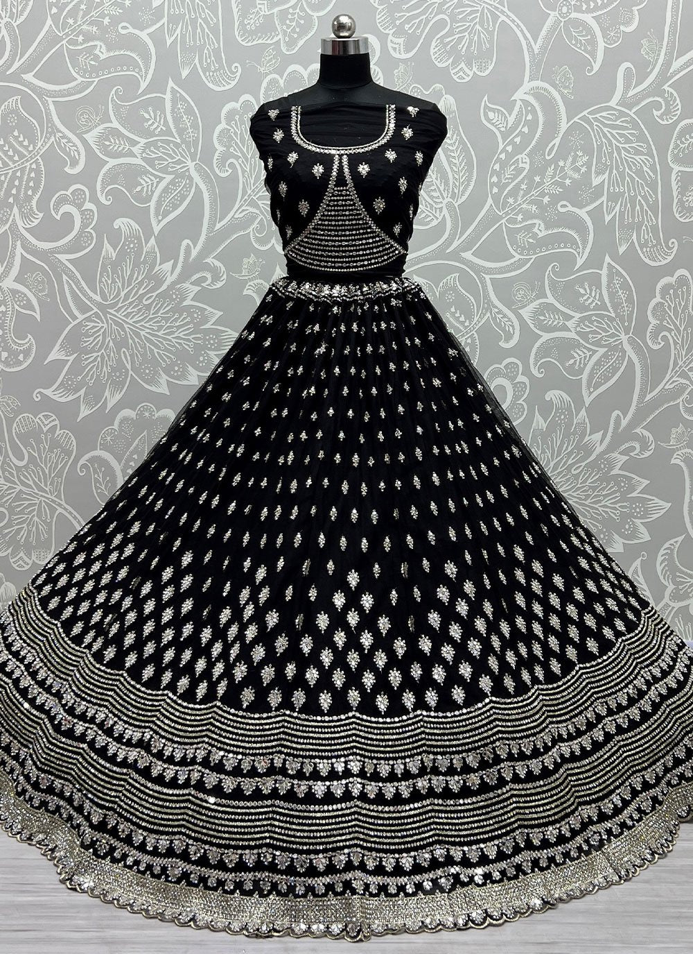 Lehenga Choli Net Black Diamond Lehenga Choli