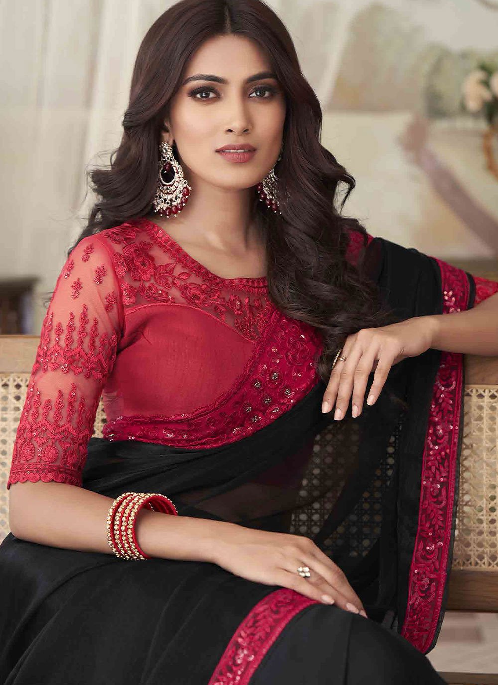 Classic Silk Black Embroidered Saree