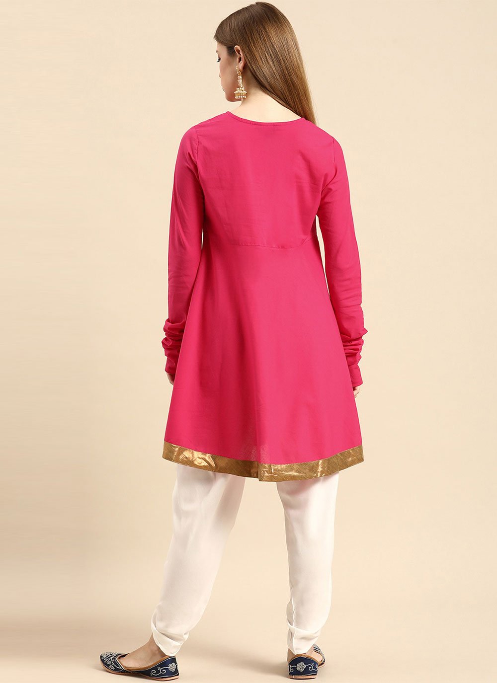 Designer Kurti Rayon Pink Embroidered Kurtis