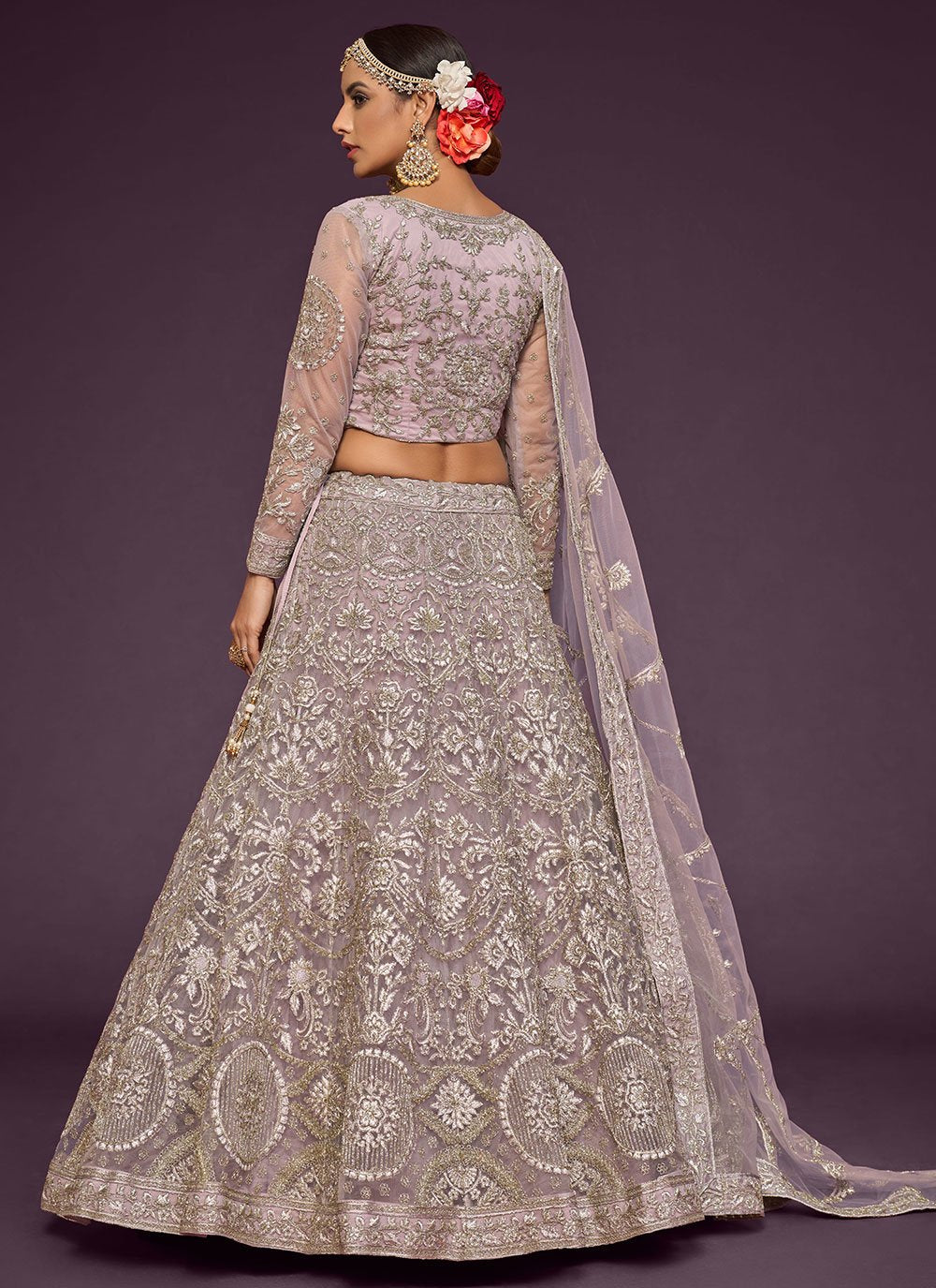 Lehenga Choli Net Lavender Dori Work Lehenga Choli