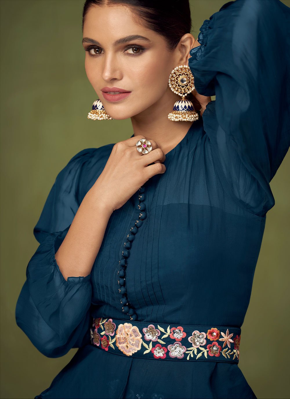 Salwar Suit Georgette Blue Embroidered Salwar Kameez