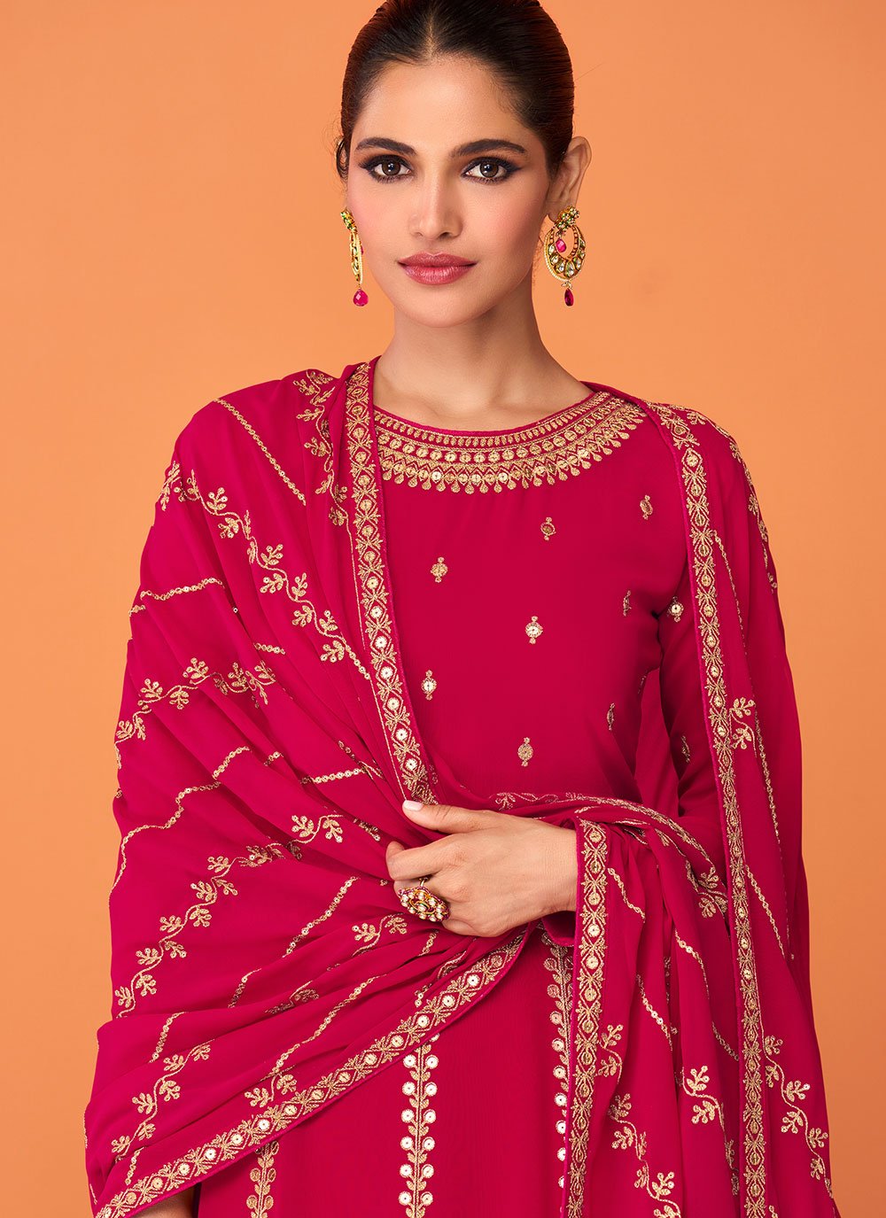 Salwar Suit Georgette Rani Embroidered Salwar Kameez