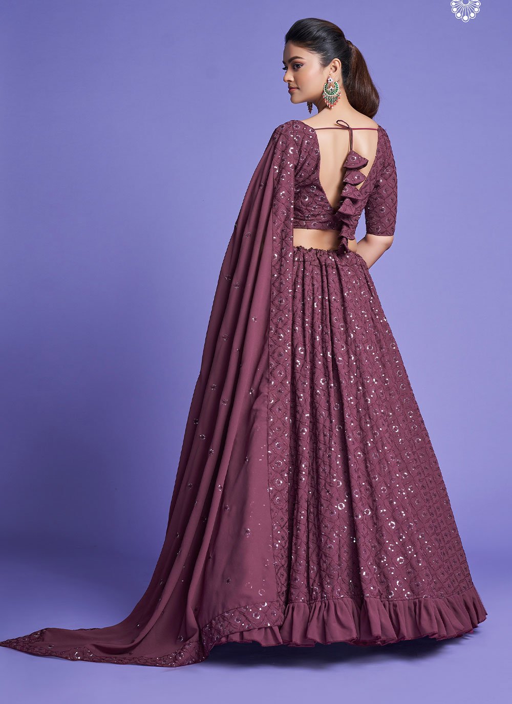 Lehenga Choli Georgette Purple Diamond Lehenga Choli