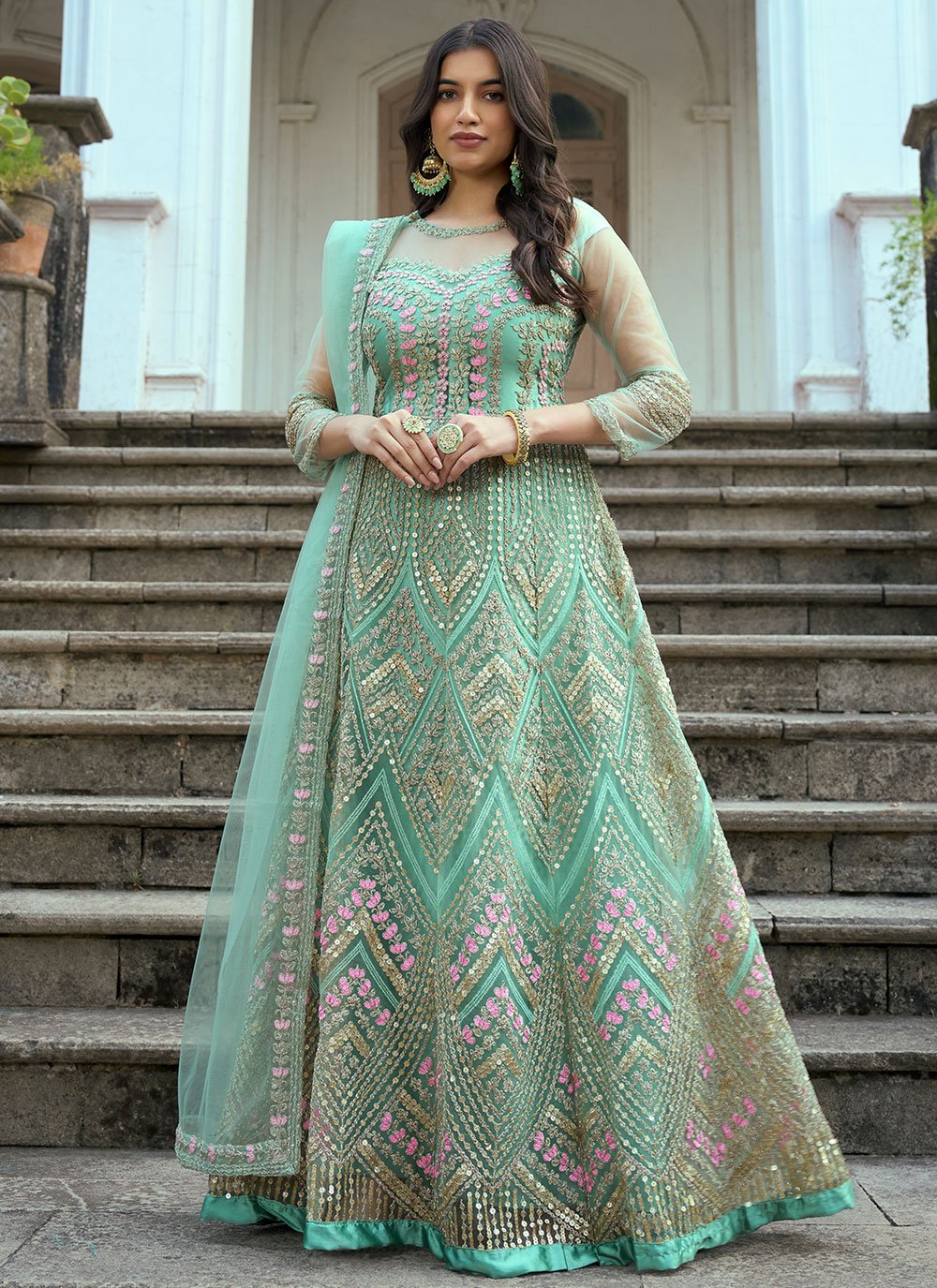 Anarkali net suit best sale