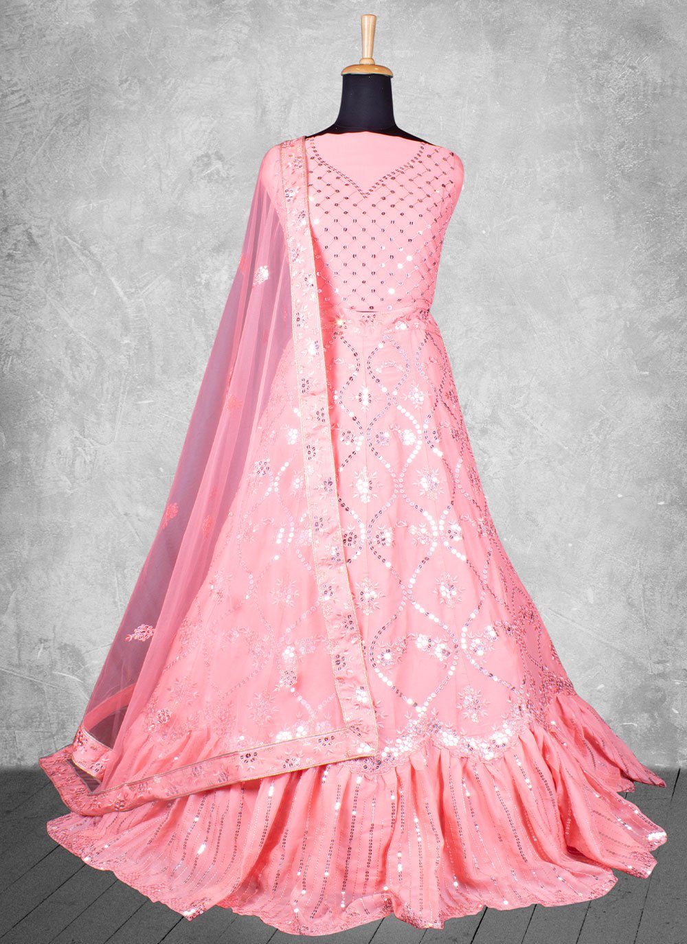 Lehenga Choli Georgette Pink Embroidered Lehenga Choli