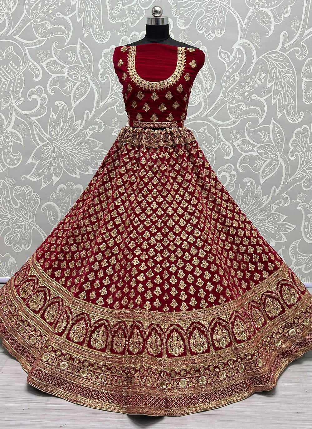 Lehenga Choli Velvet Rani Dori Work Lehenga Choli
