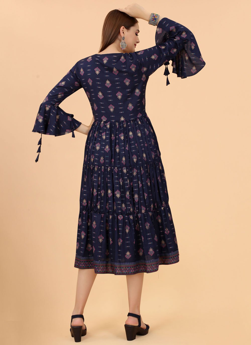 Casual Kurti Rayon Viscose Blue Embroidered Kurtis