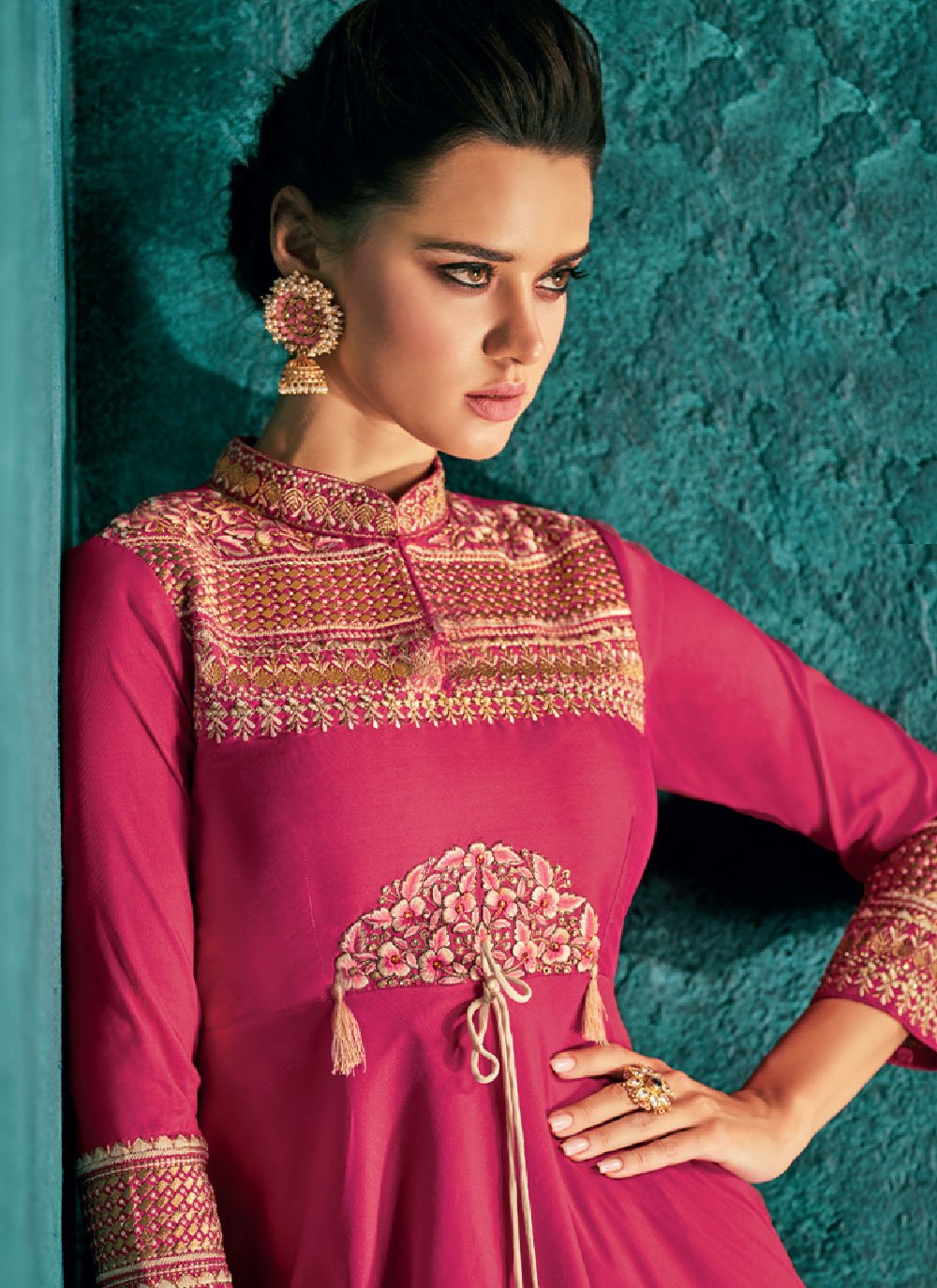 Gown Silk Pink Embroidered Gown