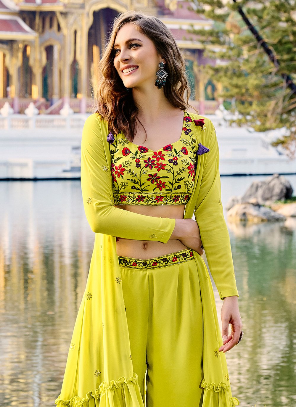 Salwar Suit Georgette Sea Green Embroidered Salwar Kameez