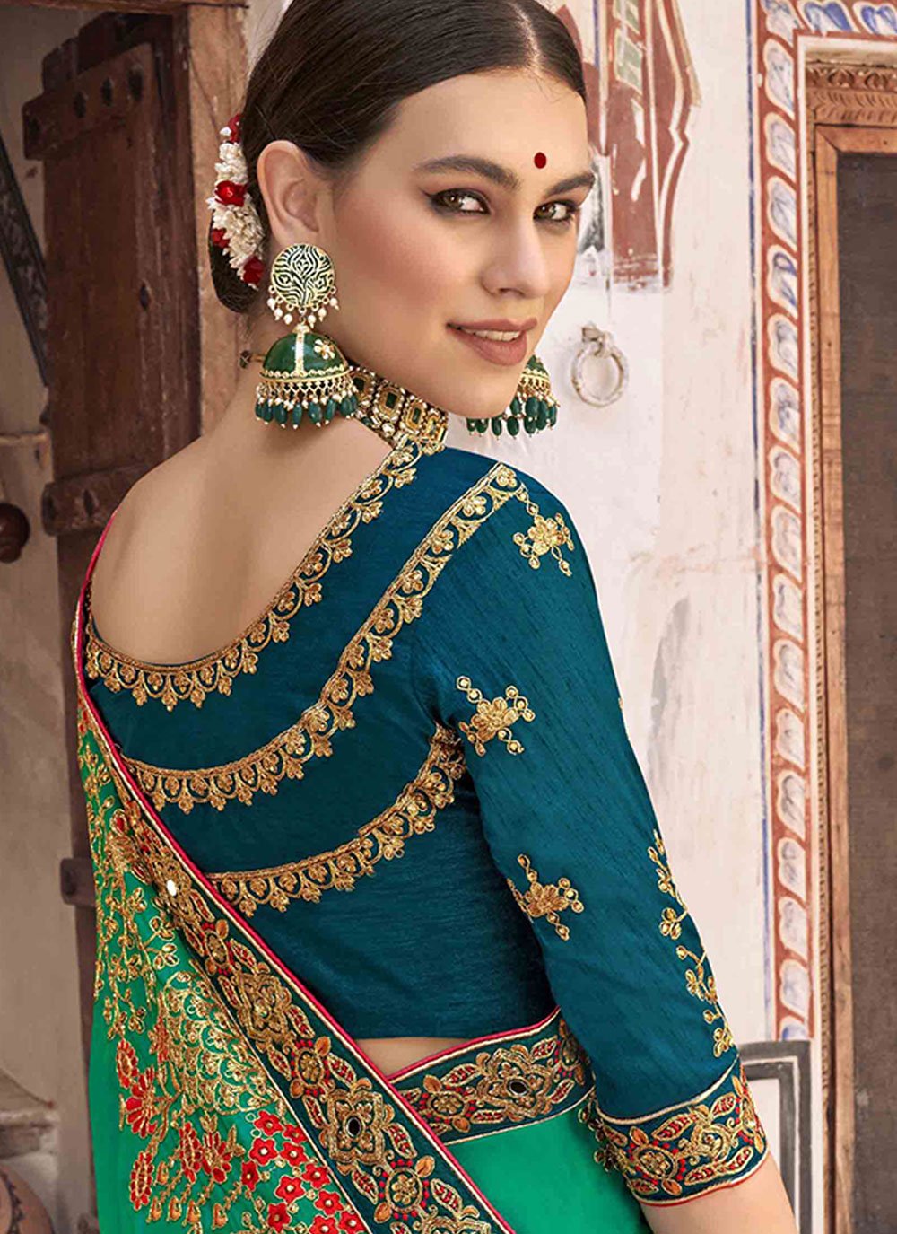 Contemporary Silk Viscose Green Diamond Saree