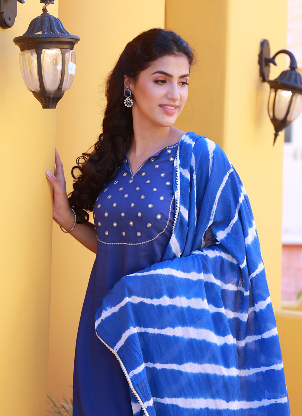 Salwar Suit Fancy Fabric Blue Embroidered Salwar Kameez