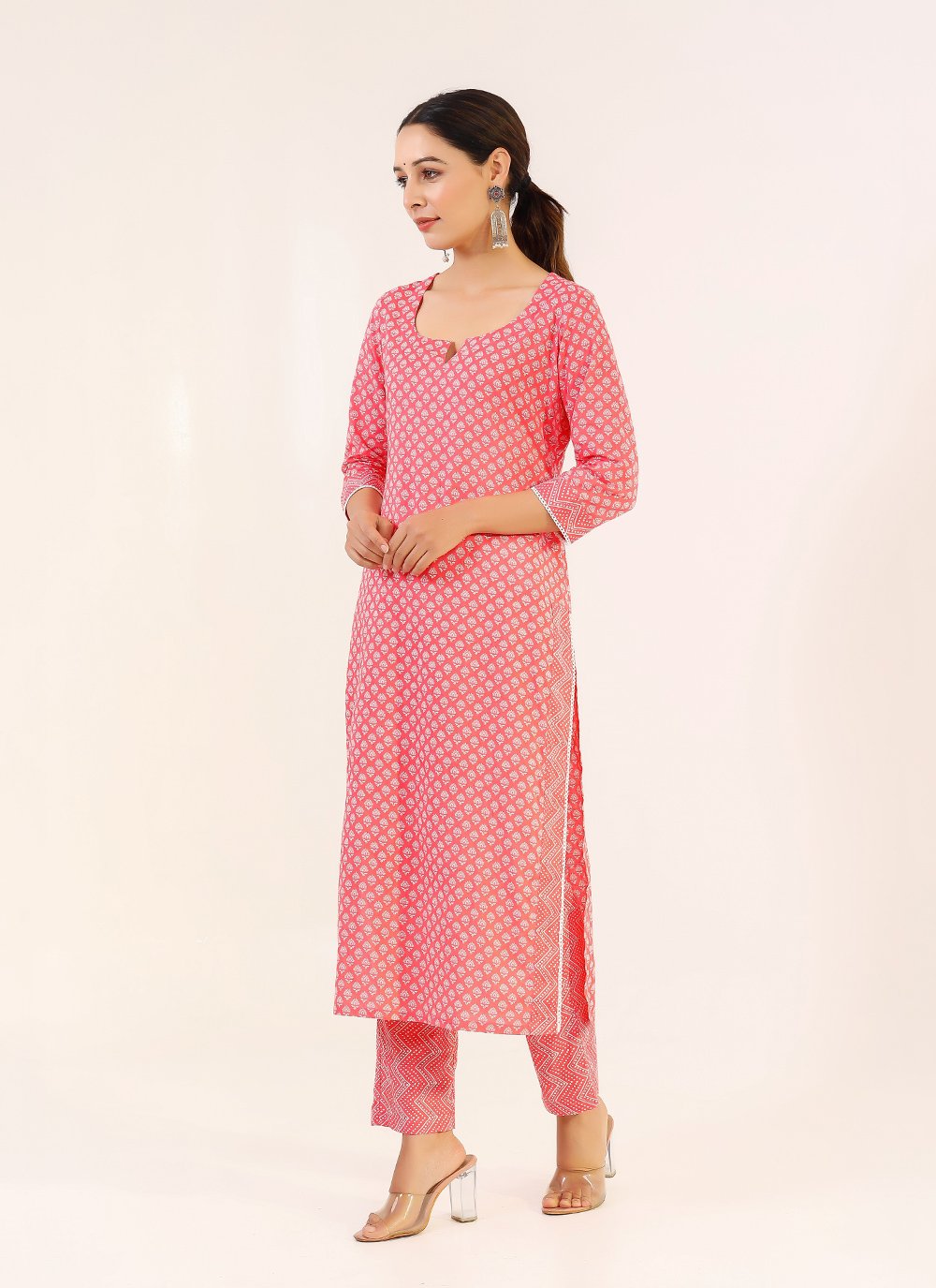 Pant Style Suit Cotton Pink Fancy Work Salwar Kameez
