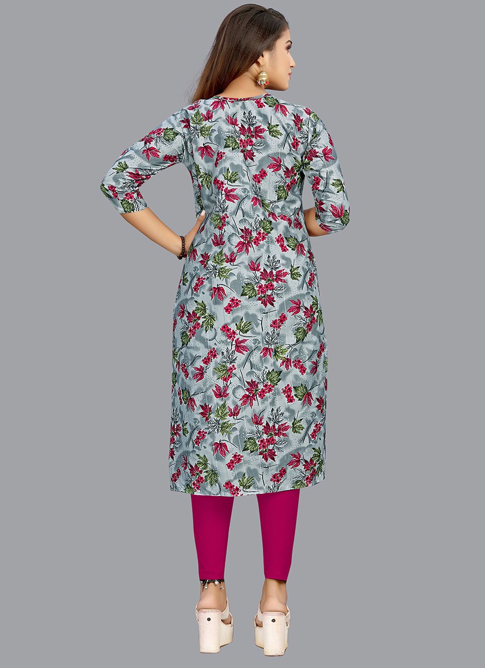 Casual Kurti Faux Crepe Blue Print Kurtis