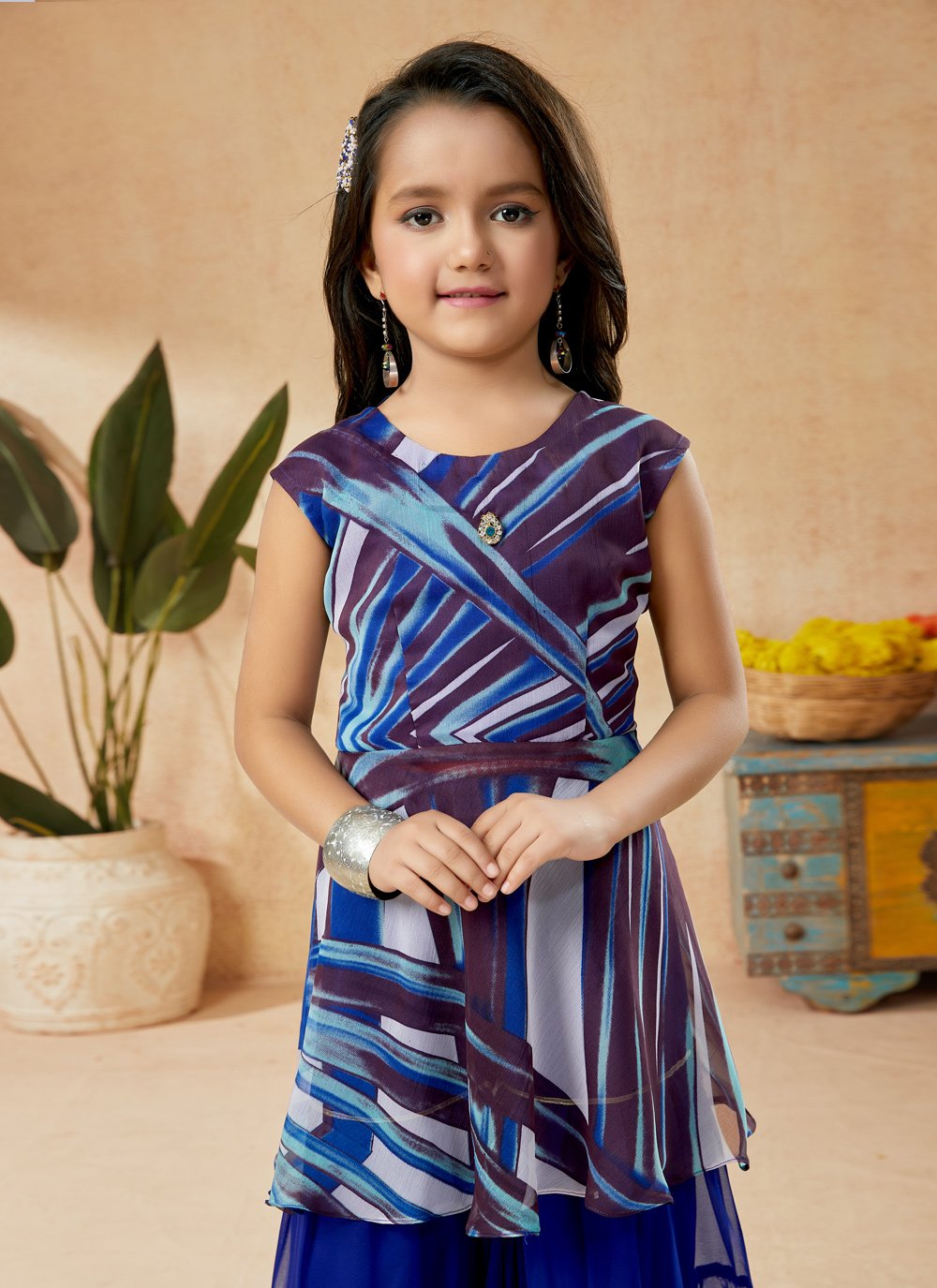 Sharara Set Faux Georgette Multi Colour Print Kids