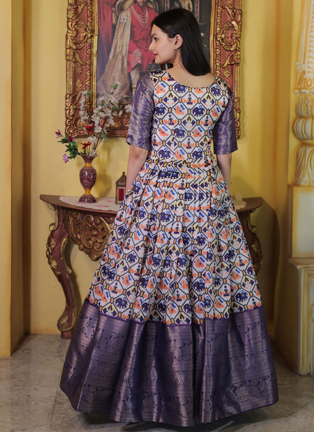 Gown Silk Purple Digital Print Gown