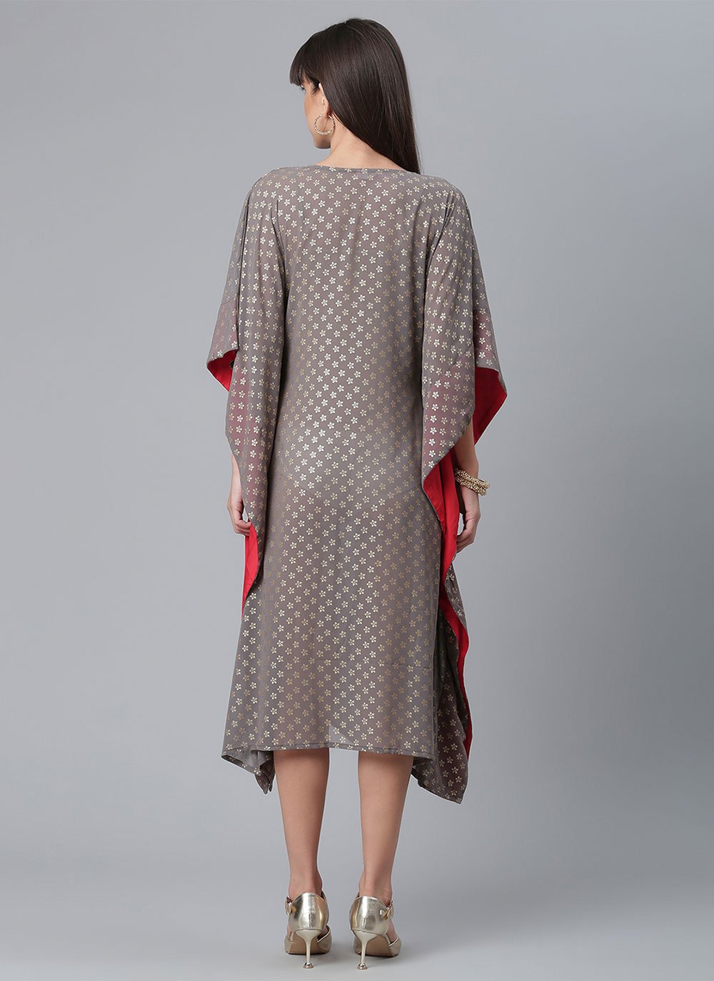 Designer Kurti Georgette Grey Foil Print Kurtis