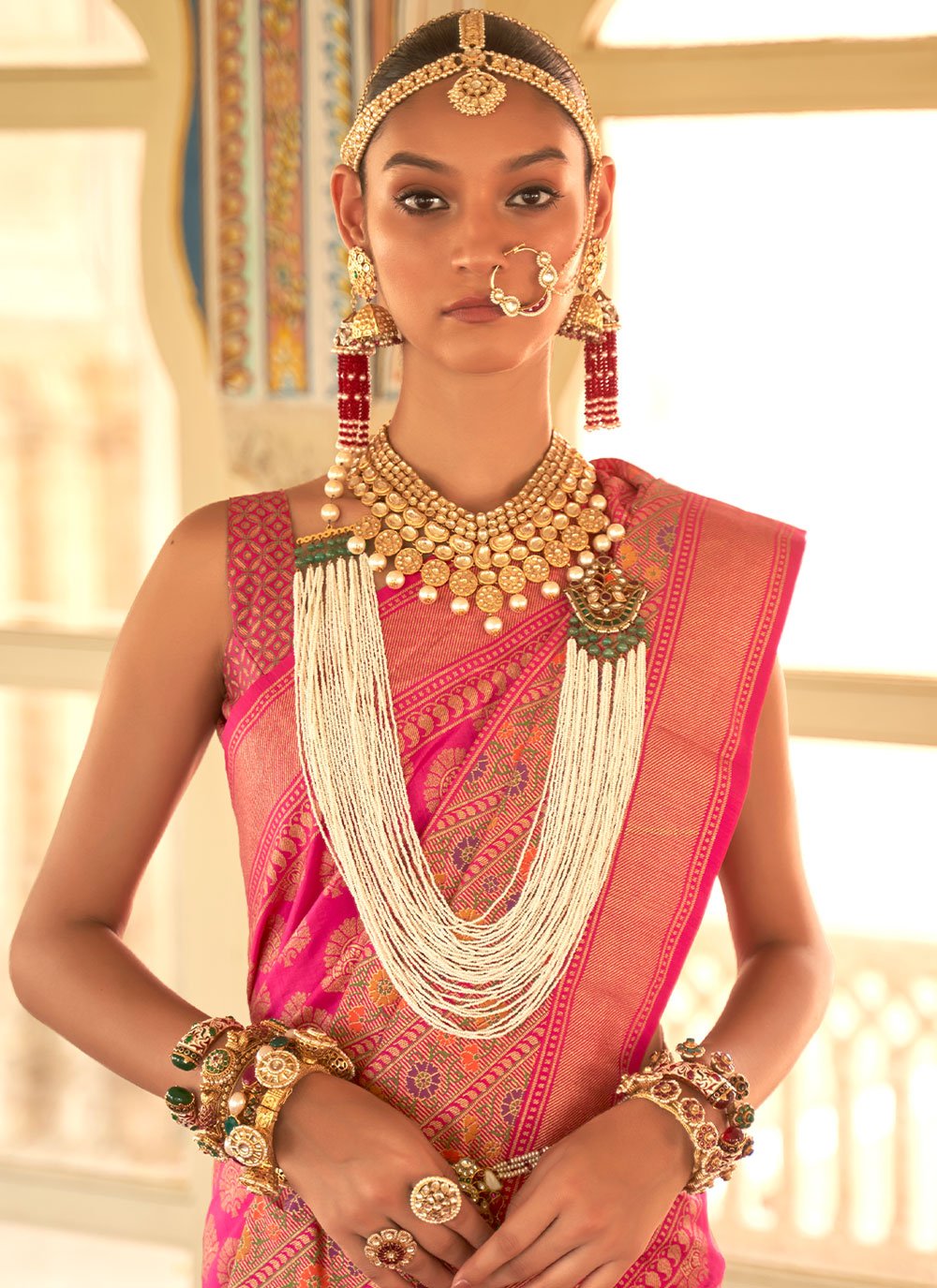 Silk Saree Silk Rani Foil Print Saree