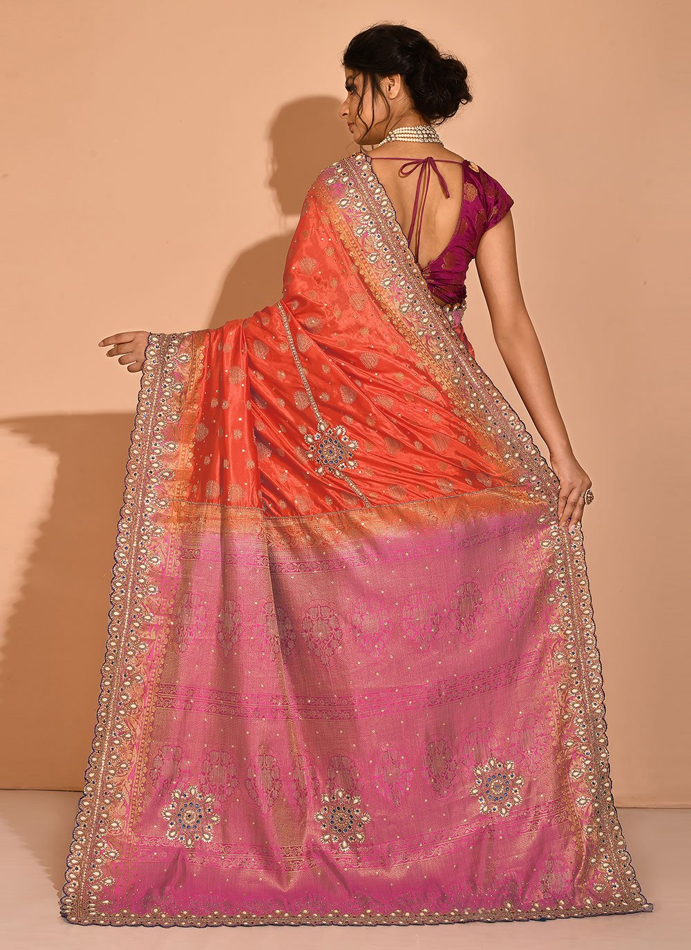 Contemporary Georgette Rani Embroidered Saree