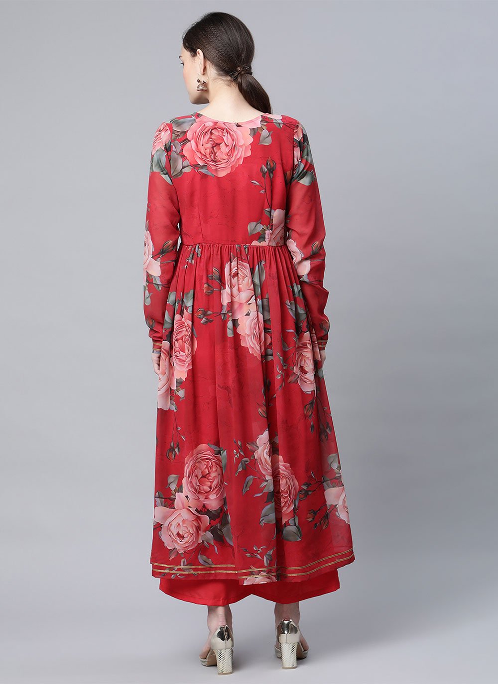 Designer Kurti Georgette Red Digital Print Kurtis