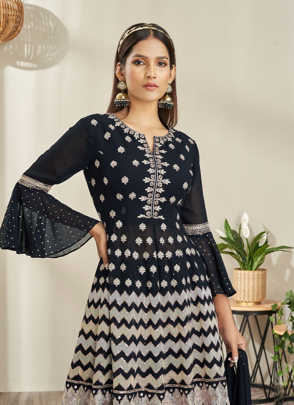 Lehenga Choli Georgette Blue Embroidered Lehenga Choli