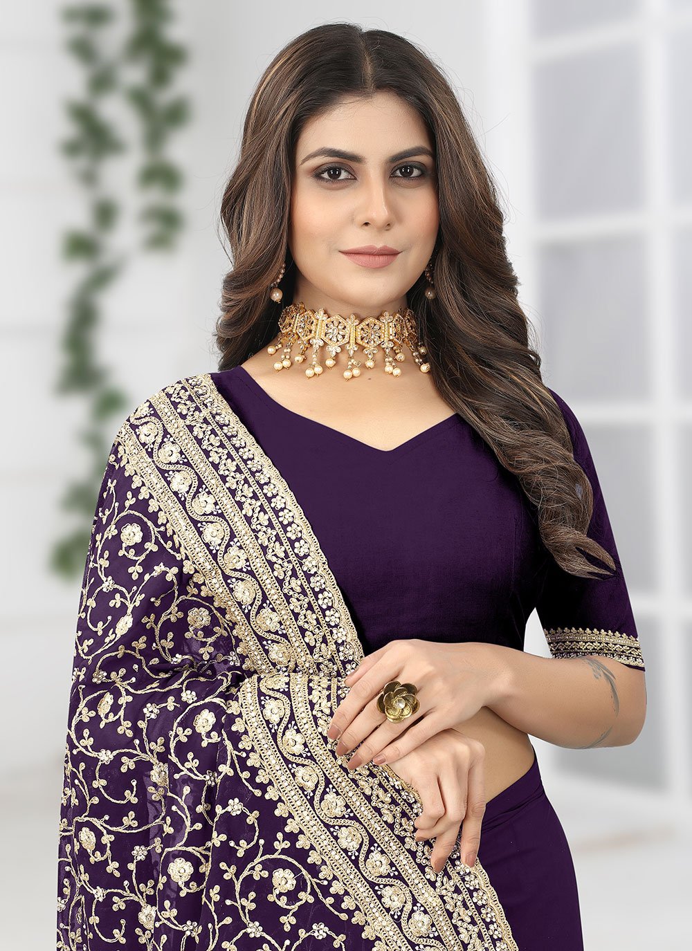 Designer Georgette Blue Diamond Saree