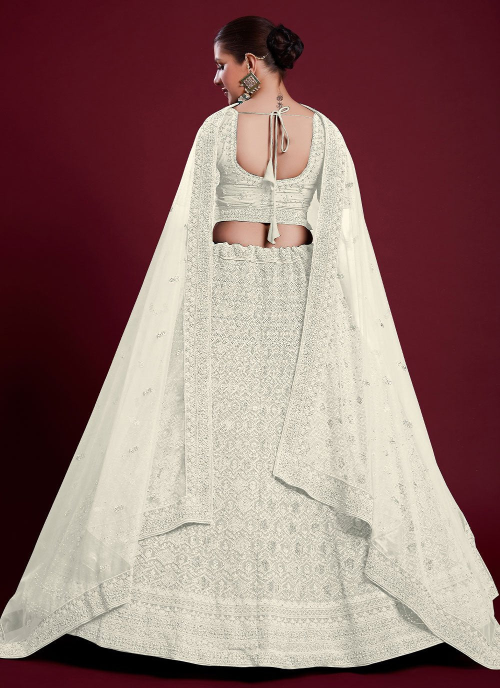 Lehenga Choli Georgette Off White Dori Work Lehenga Choli