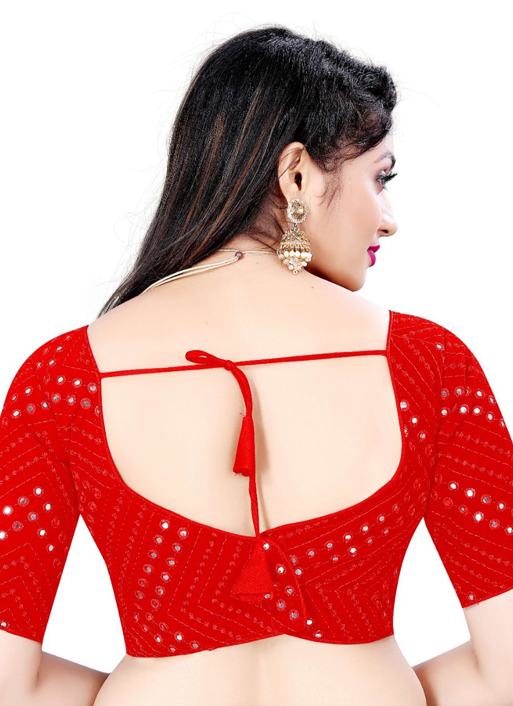 Designer Blouse Georgette Red Embroidered Blouse