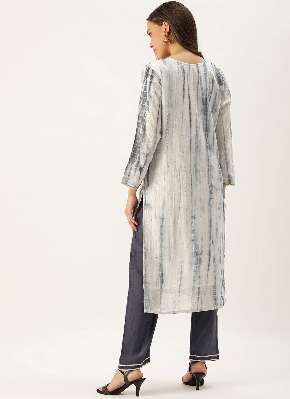 Designer Kurti Georgette Grey Embroidered Kurtis