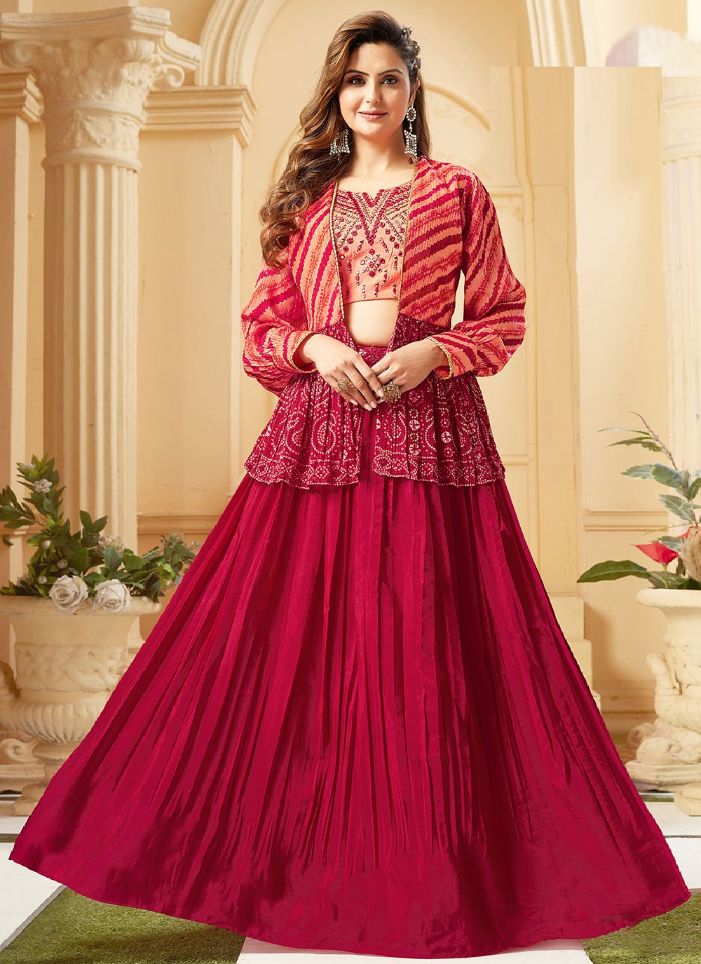 Lehenga Choli Chinon Georgette Rani Embroidered Lehenga Choli