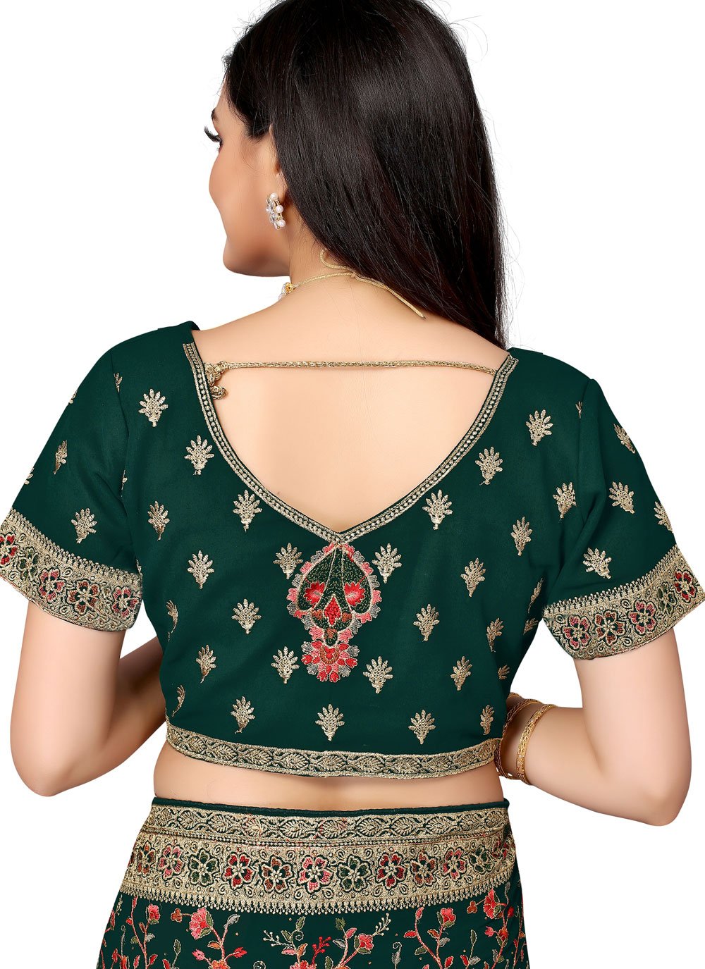 Trendy Saree Georgette Green Embroidered Saree