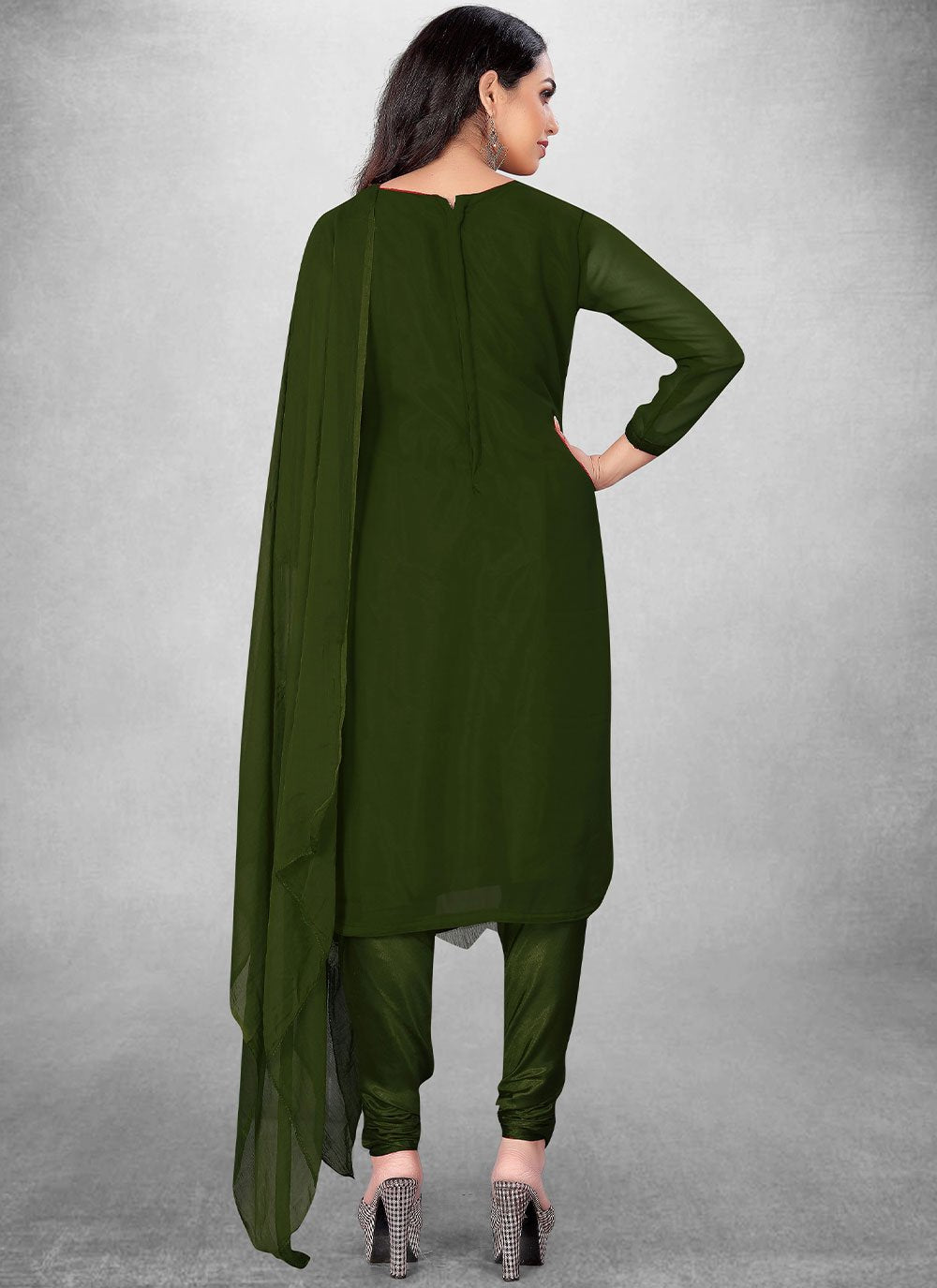 Salwar Suit Georgette Green Embroidered Salwar Kameez