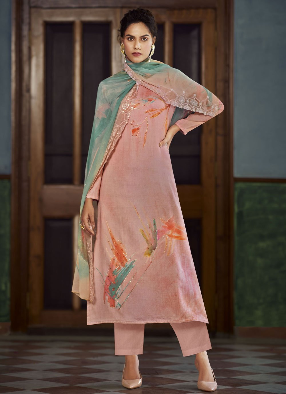 Salwar Suit Georgette Mauve Digital Print Salwar Kameez