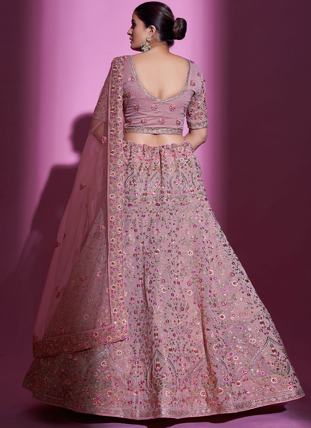 Lehenga Choli Georgette Mauve Swarovski Lehenga Choli