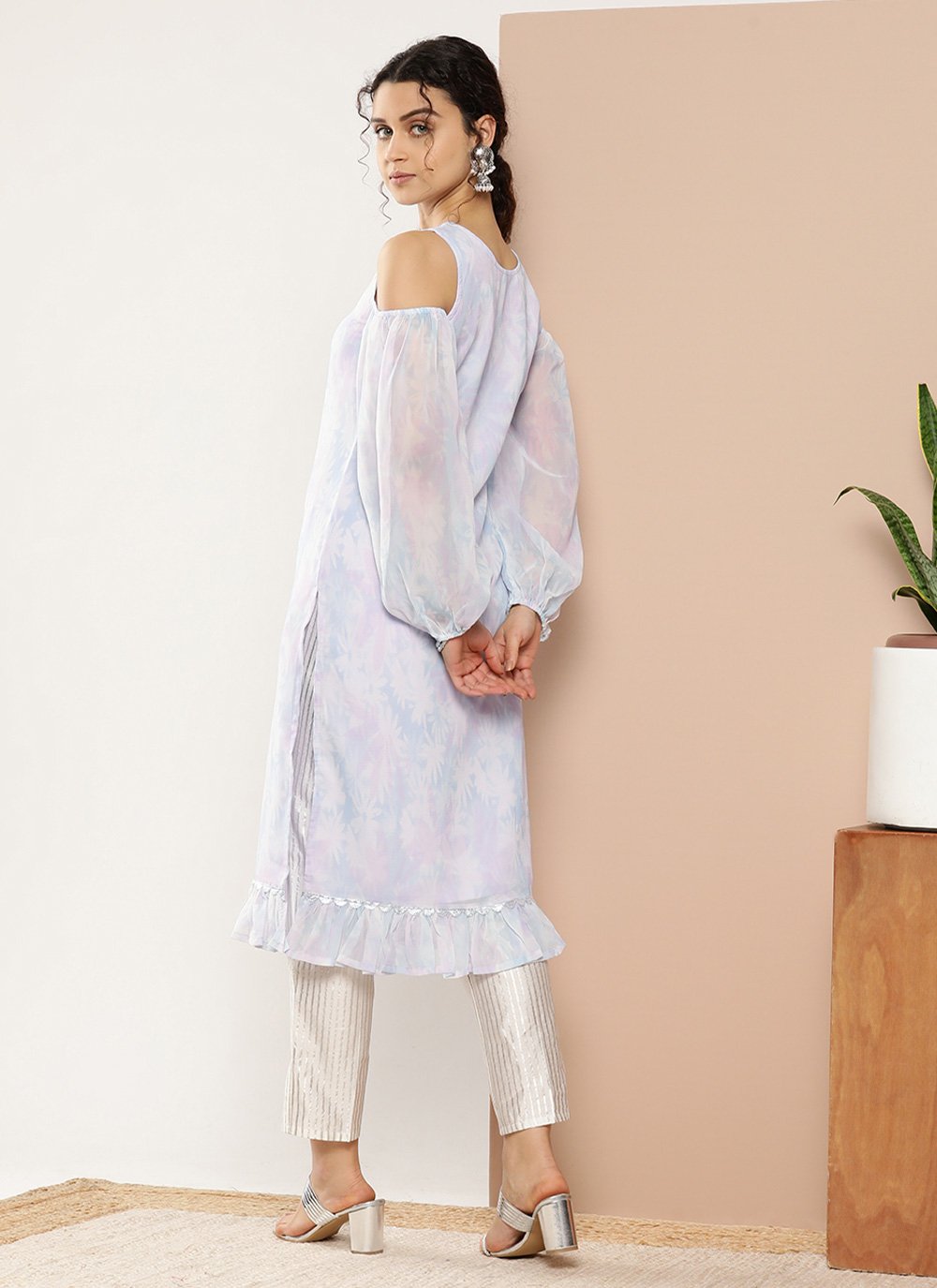 Casual Kurti Georgette Multi Colour Floral Patch Kurtis