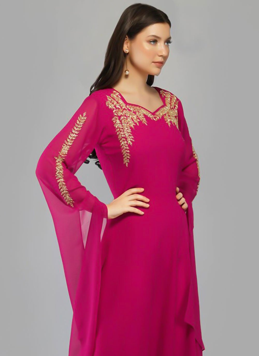 Casual Kurti Georgette Pink Embroidered Kurtis