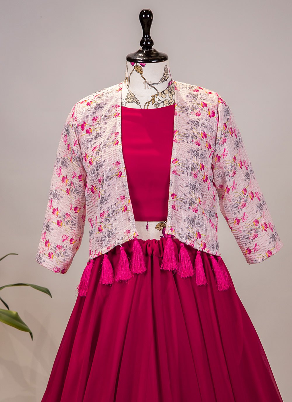 Lehenga Choli Georgette Hot Pink Plain Lehenga Choli