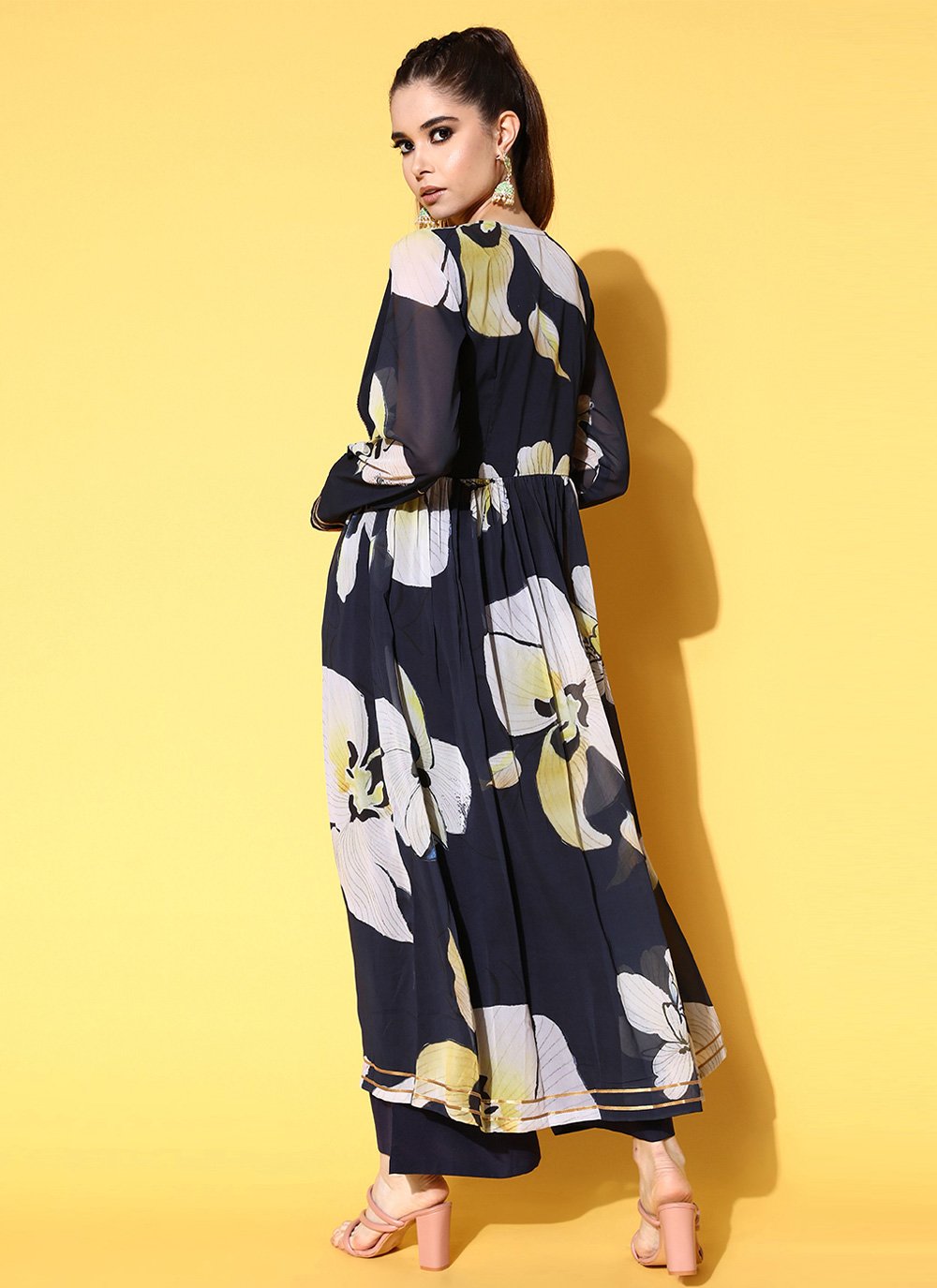 Party Wear Kurti Georgette Blue Print Kurtis