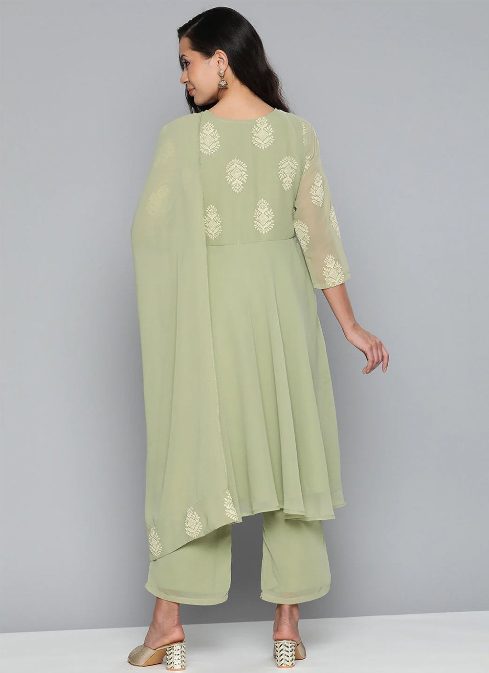 Salwar Suit Georgette Sea Green Print Salwar Kameez