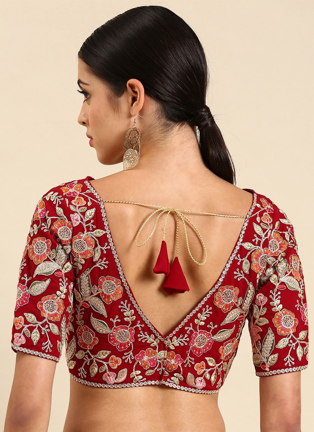 Blouse Georgette Red Embroidered Blouse