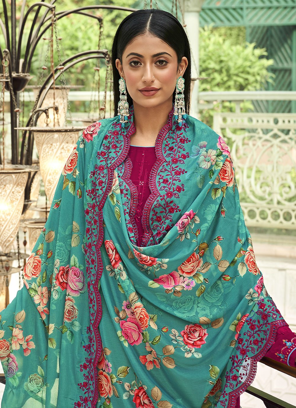 Salwar Suit Georgette Magenta Diamond Salwar Kameez