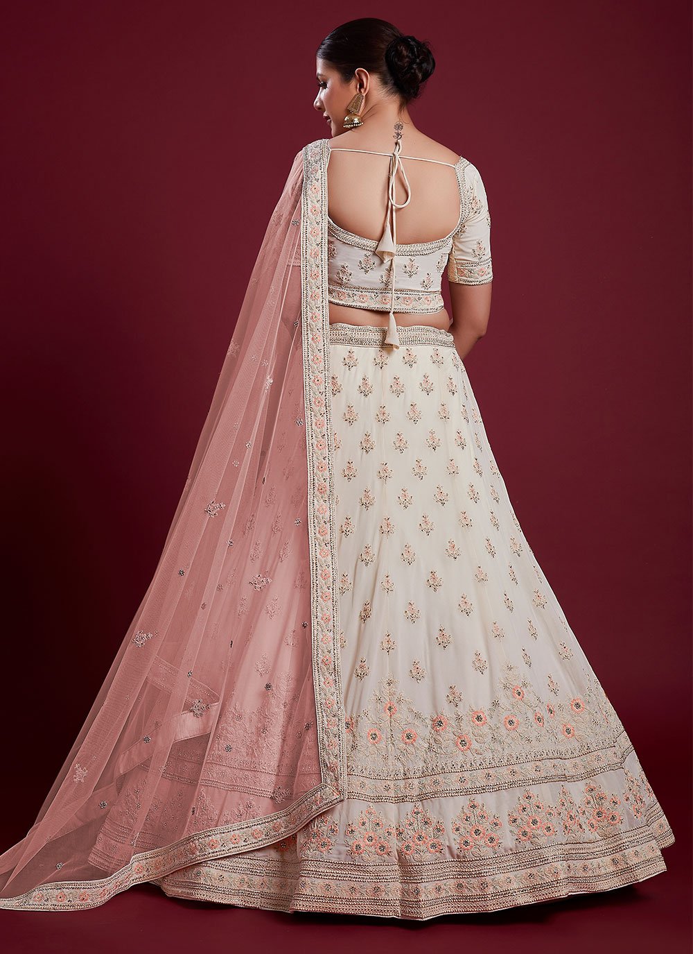 Lehenga Choli Georgette Off White Dori Work Lehenga Choli
