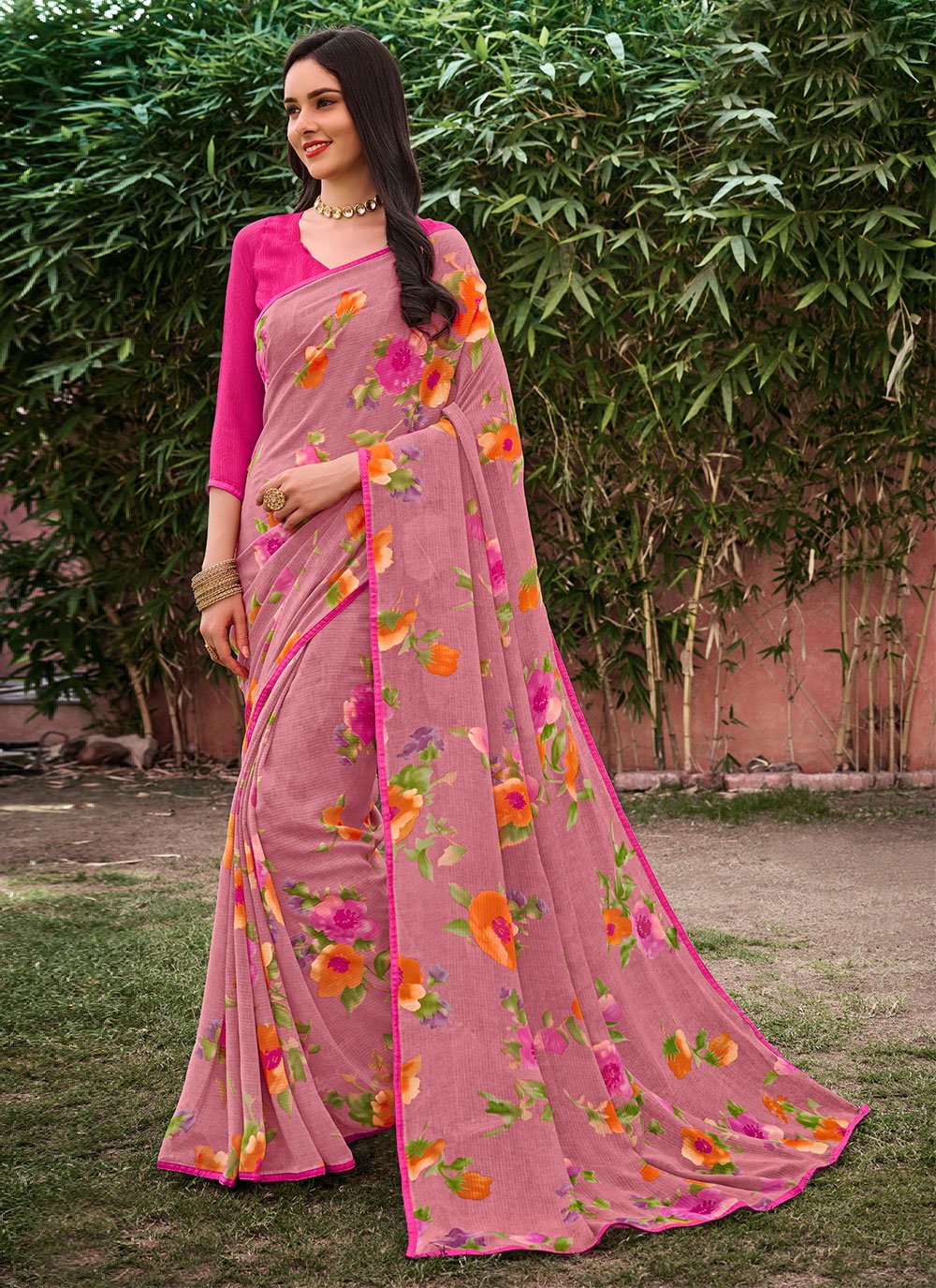 Trendy Saree Georgette Multi Colour Print Saree